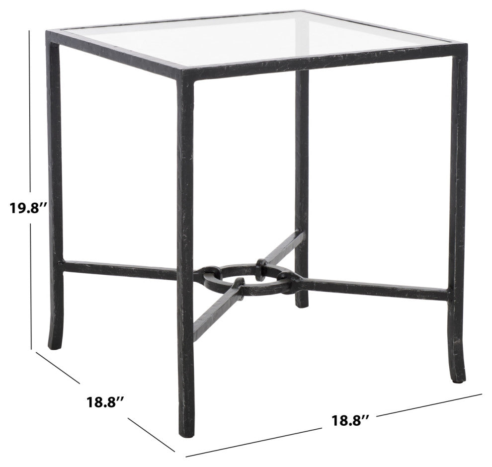 Safavieh Couture Tauri Metal Square Accent Table, Black/Clear