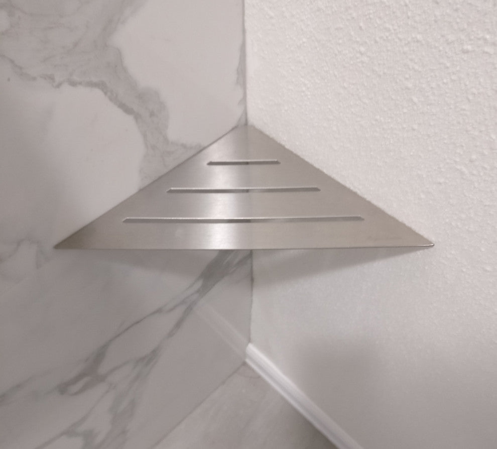 Bath Shelf or Foot Rest 12", Wall Mount Triangle Shelf, Brushed Nickel