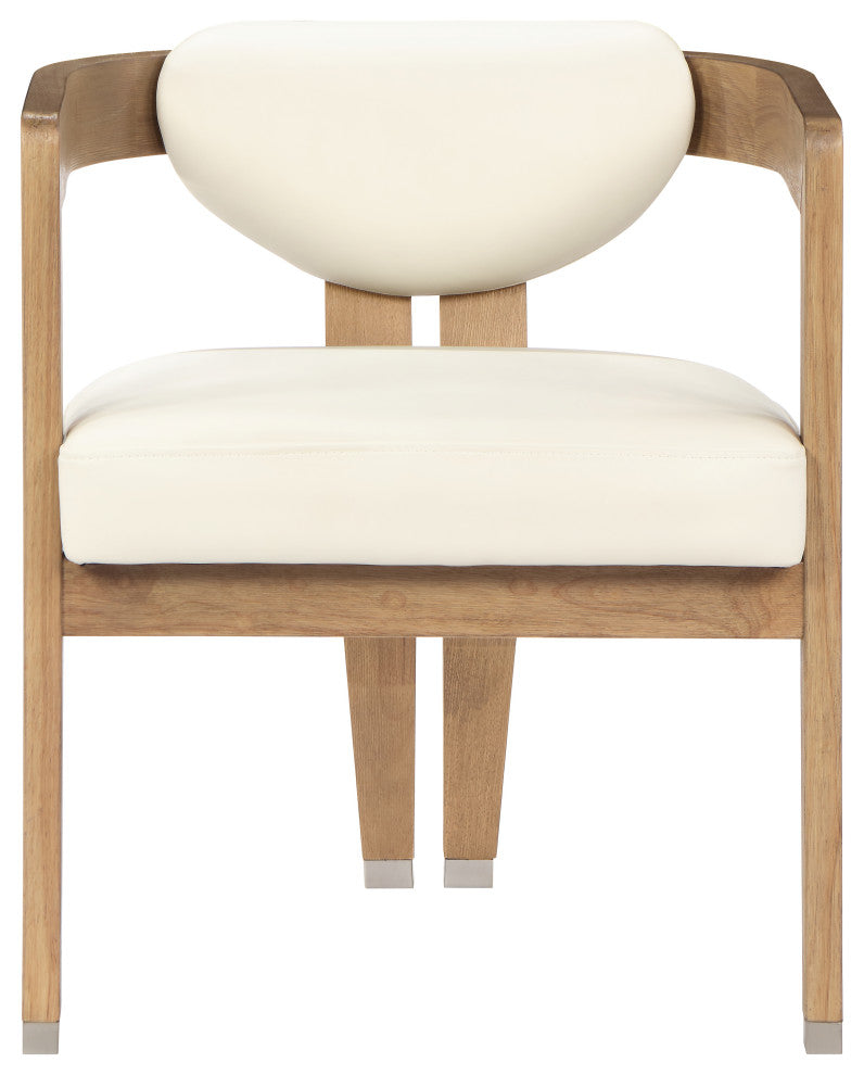 Carlyle Faux Leather Upholstered Dining Chair, Cream, Natural Finish