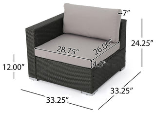 GDF Studio 5-Piece Francisco Outdoor Gray Wicker Sectional With Cushions Set