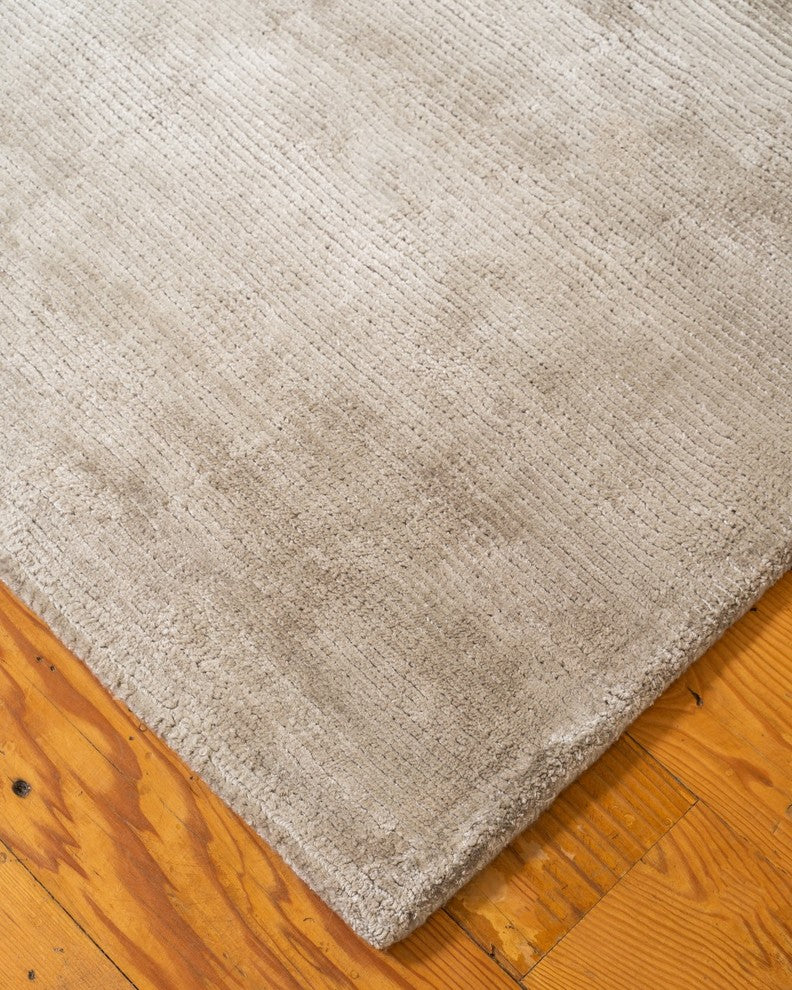 Columbia Hand-Loomed Viscose Grey Contemporary Rug Carpet, Light Grey, 8' X 10'