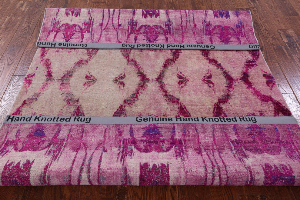 Modern Hand Knotted Silk Oxidized Wool Rug 5' 3" X 7' 11" - Q13084