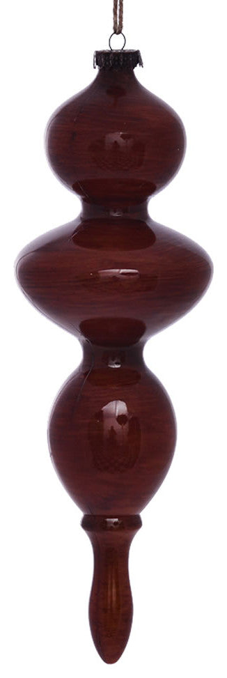 Vickerman MC198688 14" Copper Wood Grain Bubble Finial Ornament, Pack of 3