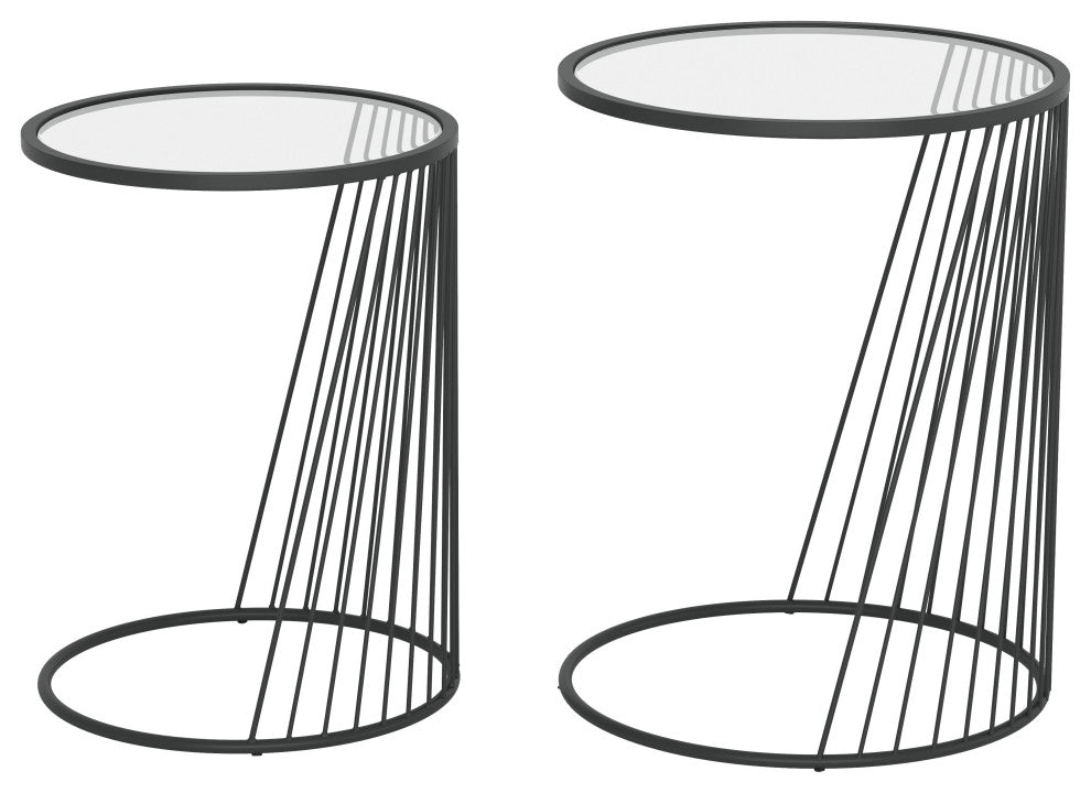 Shine Nesting Tables Set Clear & Black