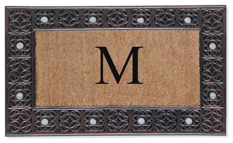 A1HC First Impression Rubber and Coir Decorative Tray Doormat 18"x30", M