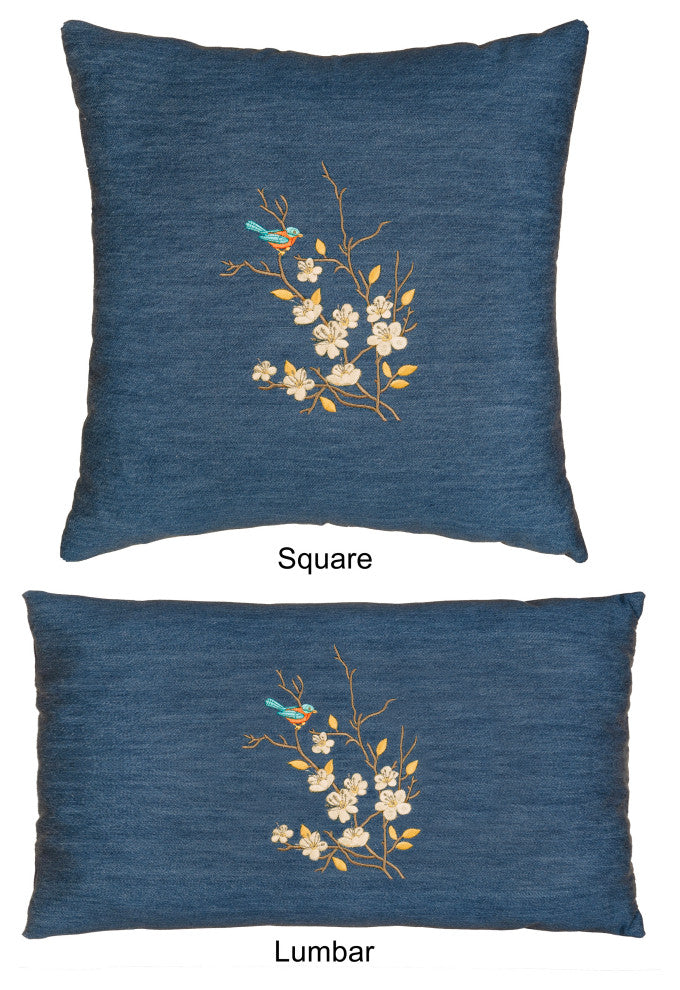 Linum Home Textiles Springtime Denim Decorative Pillow Cover, Denim Blue, Square