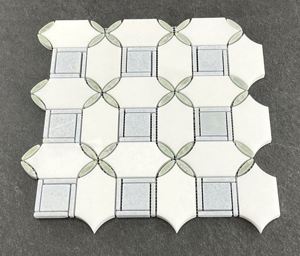 10-Pieces of Water Jet Marble Novelty Mosaic Wall & Floor Tile