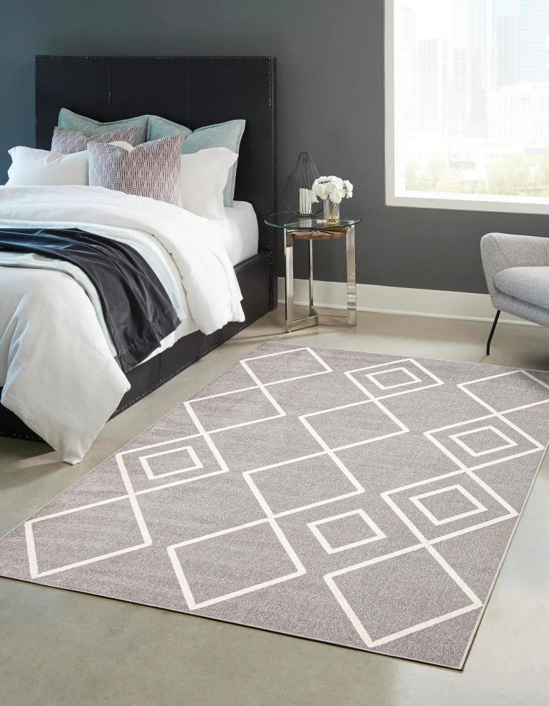 Aqua Kenza Area Rug, Gray, 6'x9'