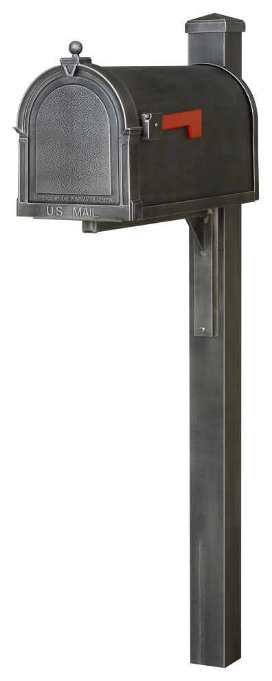 Berkshire Curbside Mailbox and Wellington Decorative Post, Swedish Silver