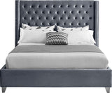 Ames Velvet Bed, Gray, King