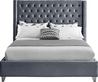 Ames Velvet Bed, Gray, King