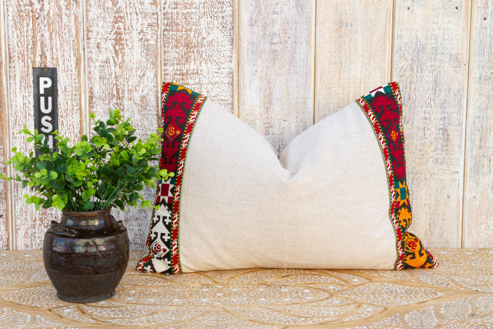 Usri Linen Tribal Border Pillow