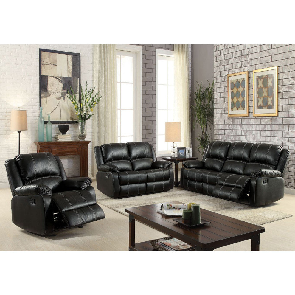 Faux Leather Rocker Recliner, Black