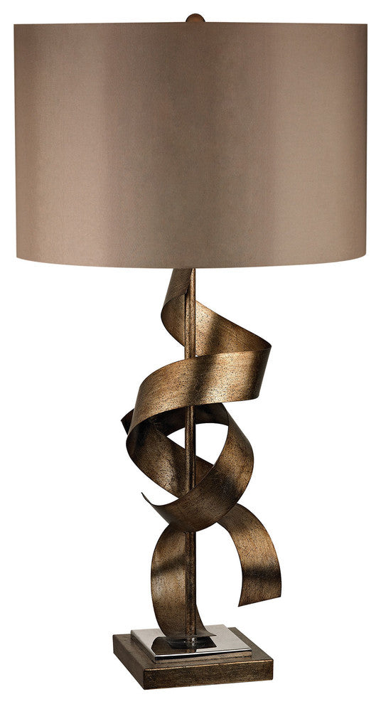Allen- 1-Light Table Lamp Roxford Gold-Light Taupe Fabric Sha