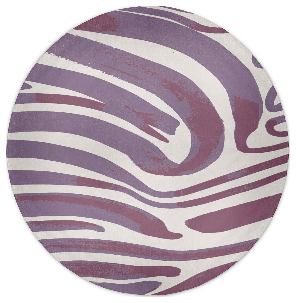 Dazzling Zebra Rug, Purple, 5'' Round