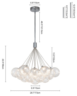 19-Light Modern LED Glass Cluster Bubble Chandelier