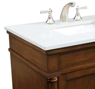 Home Living 30" Single Bathroom Vanity, Walnut With Engineered Marble Top