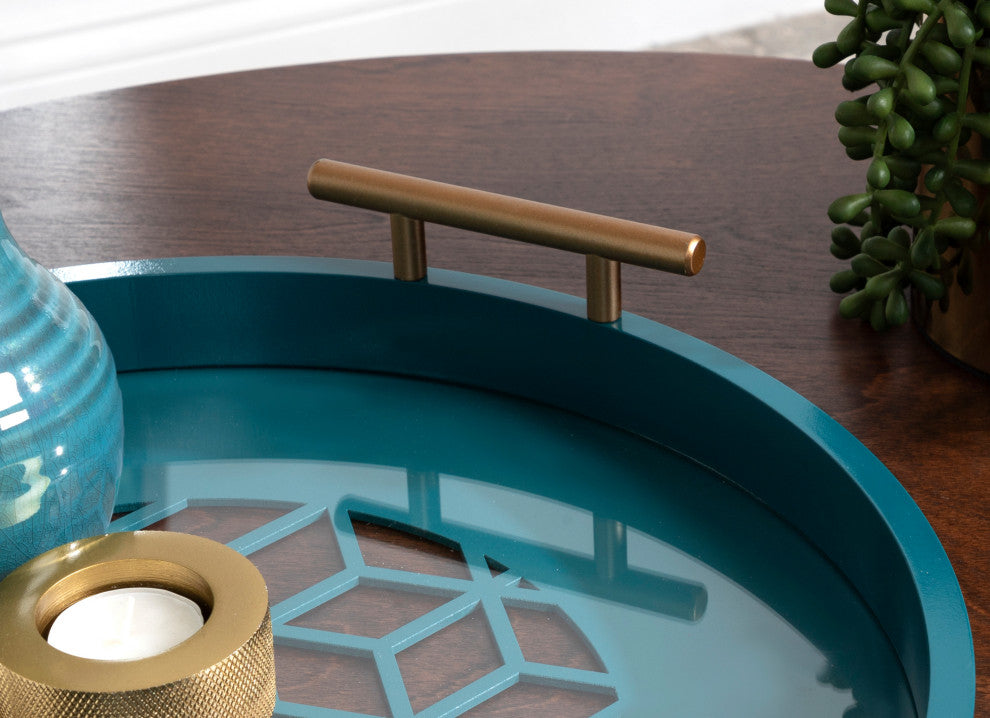 Caspen Round Decorative Tray, Teal 15.5 Diameter