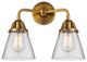 Small Cone Bath Vanity Light, Brushed Brass, Clear, Clear