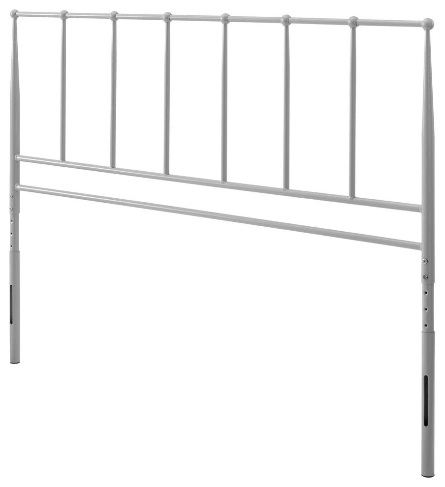Contemporary Modern Queen Size Headbaord, Stainless Steel Metal, Grey Gray