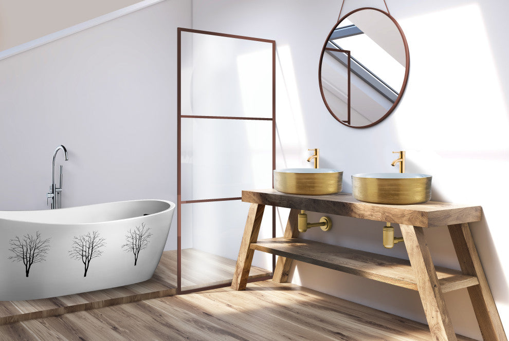 Fine Fixtures Luxury Vessel, Round 15", Brushed Gold