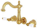 Kingston Brass Two-Handle Wall Mount Bathroom Faucet, Brushed Brass