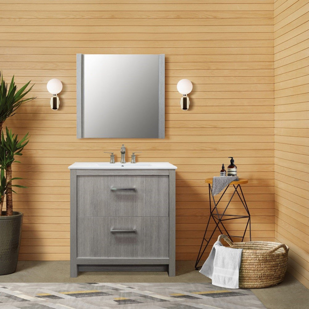 30" Single Sink Vanity With Gray Pine Finish