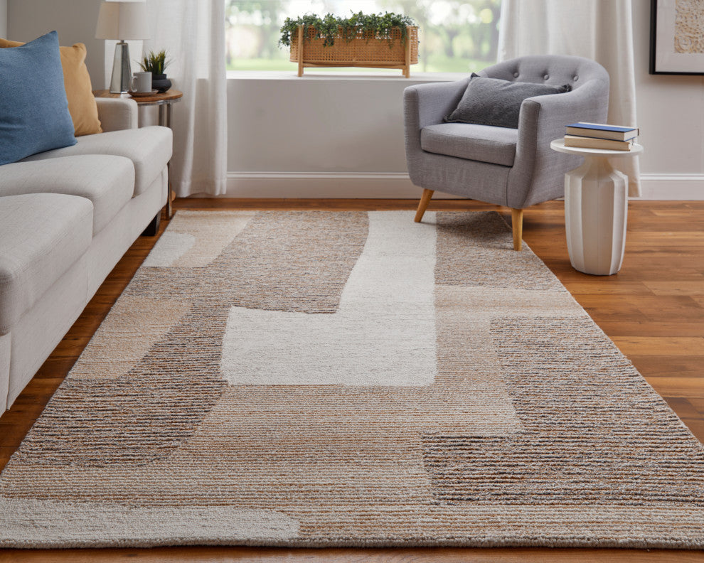 Middleton Modern Abstract, Brown/Tan/Ivory, 5'x8' Area Rug