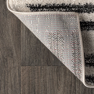 Khalil Modern Berber Stripe Area Rug, Cream/Black, 8 X 10