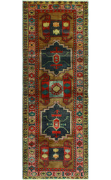Fine Vintage Distressed Nuro Brown/Charcoal Runner, 3'5 x 9'6