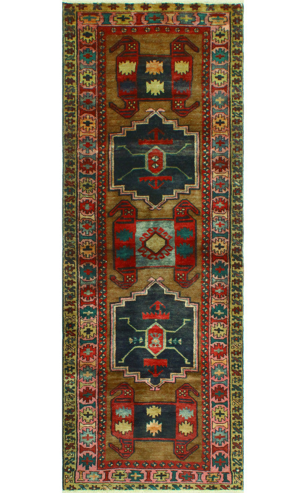 Fine Vintage Distressed Nuro Brown/Charcoal Runner, 3'5 x 9'6