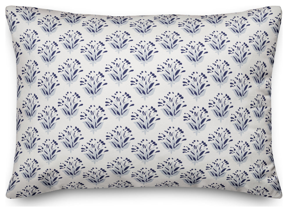 Blue Floral Pattern 14x20 Indoor / Outdoor Pillow
