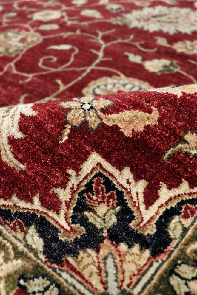 Pasargad Home Agra Collection Red Lamb's Wool Area Rug, 9'8"x13'3"