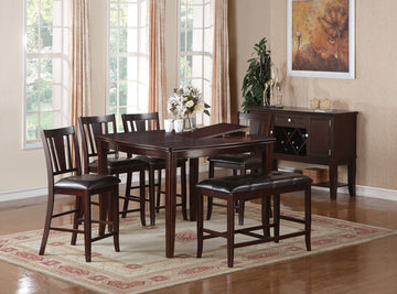 Counter Height Dining Table With Butterfly Leaf, Dark Brown