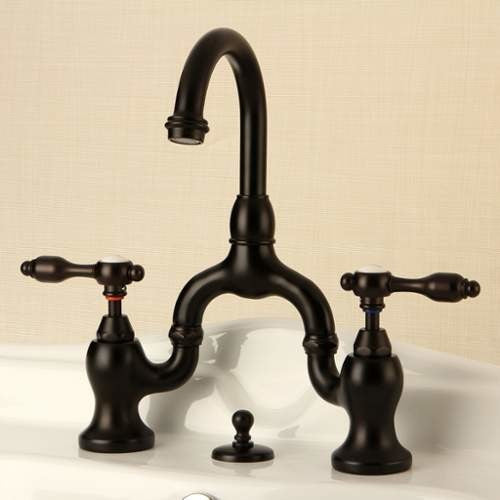 Kingston Brass Bridge Bathroom Faucet With Brass Pop-Up, Oil Rubbed Bronze