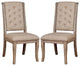 Set of 2 Dining Side Chair With Nailhead Trim, Rustic Natural Tone