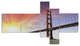 Gold Gate Bridge and Sky, Landscape Photo Canvas Art Print, 60"x32", 5 panels