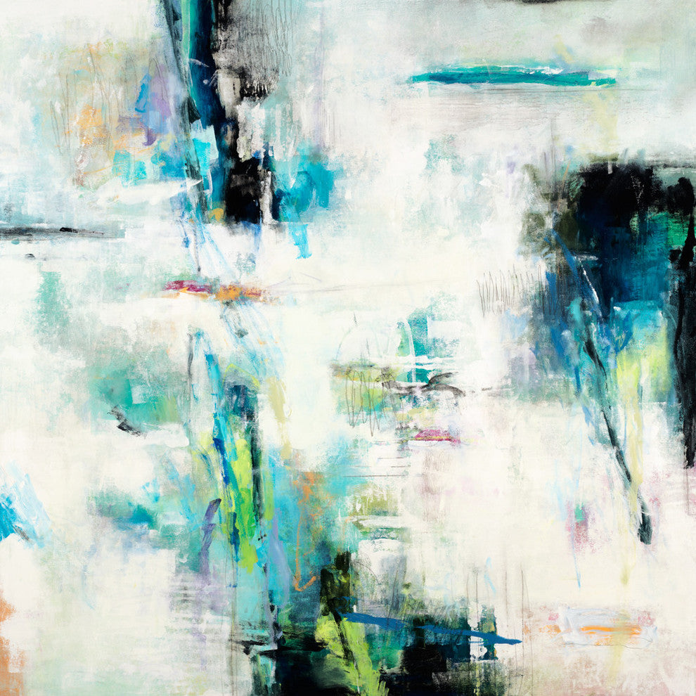 Spring Blu Art block Framed Canvas, 30"x30"