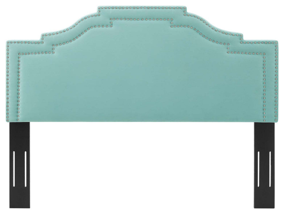 Headboard, King Size, Velvet, Blue, Modern Contemporary, Bedroom Master Suite