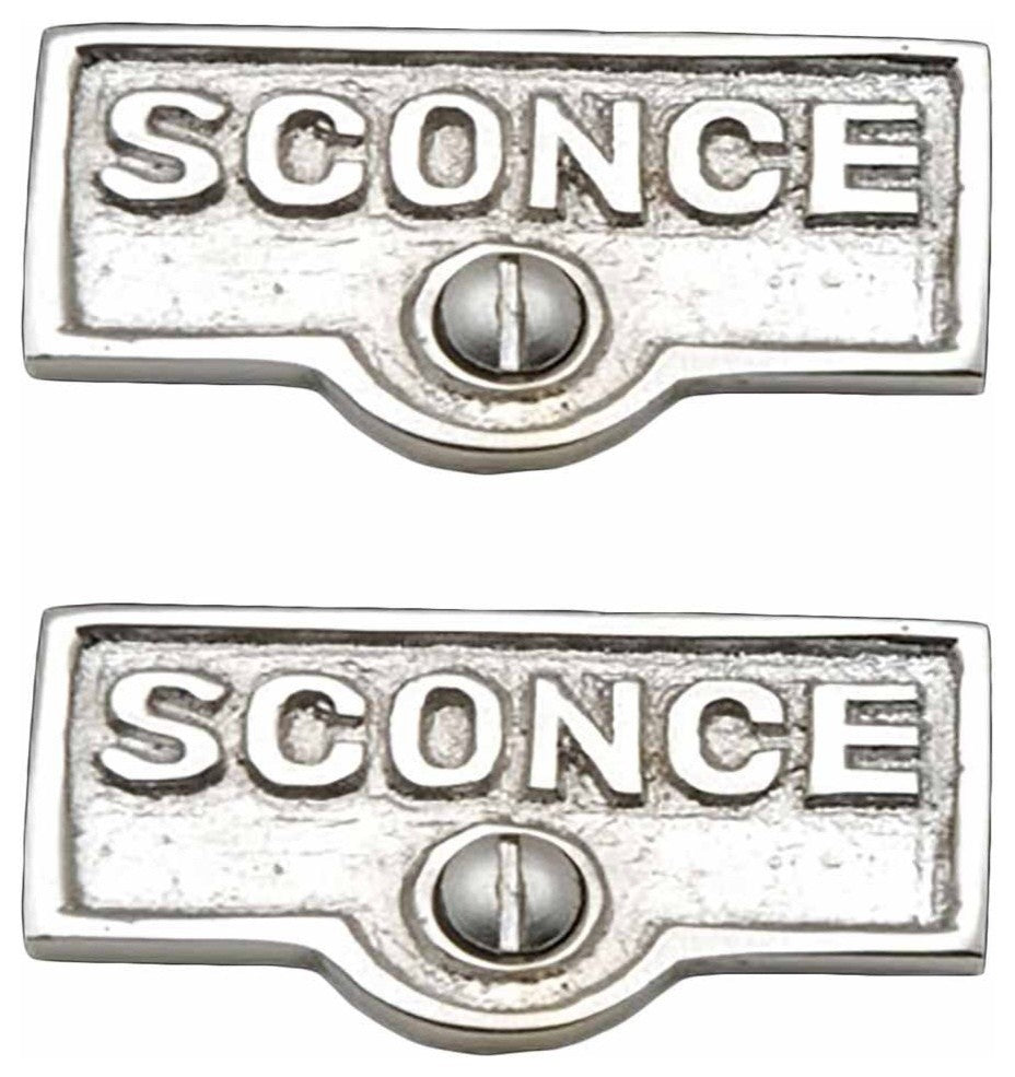 2 Switch Plate Tags SCONCE Name Signs Labels Chrome Brass |