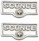 2 Switch Plate Tags SCONCE Name Signs Labels Chrome Brass |