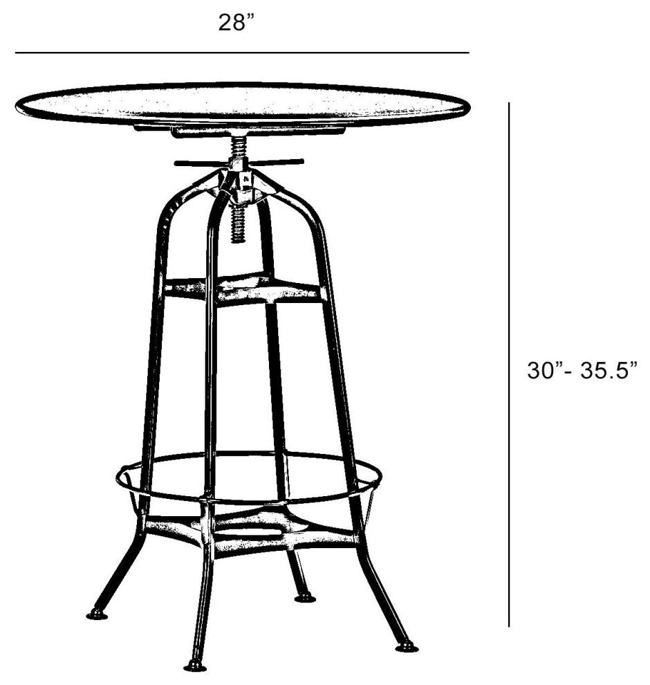 Design Lab Toledo 1 Adjustable Bar Table Gray