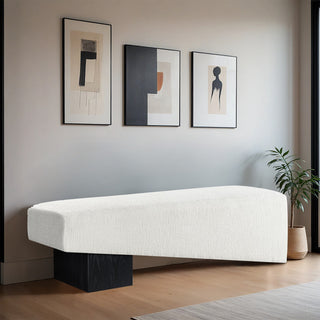 Alora Upholstered Bench, Cream, Black Finish