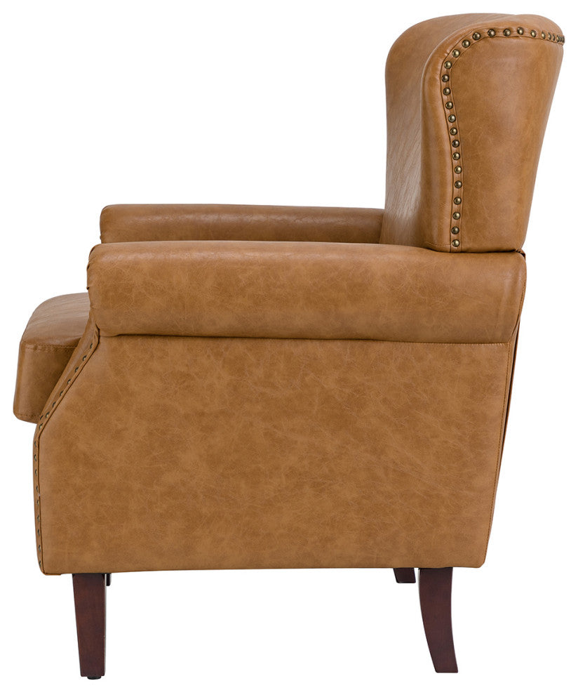 Jose Vegan Leather Armchair Set Of 2, Camel