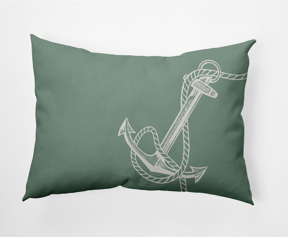 14x20" Anchored Nautical Decorative Indoor Pillow, Sage