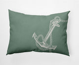 14x20" Anchored Nautical Decorative Indoor Pillow, Sage