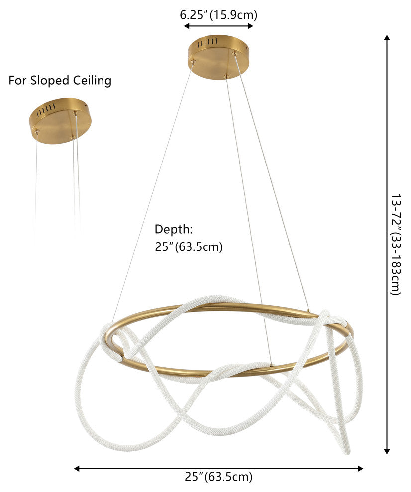 360 Adjustable Silicone Neon Rope Dimmable Integrated LED Chandelier
