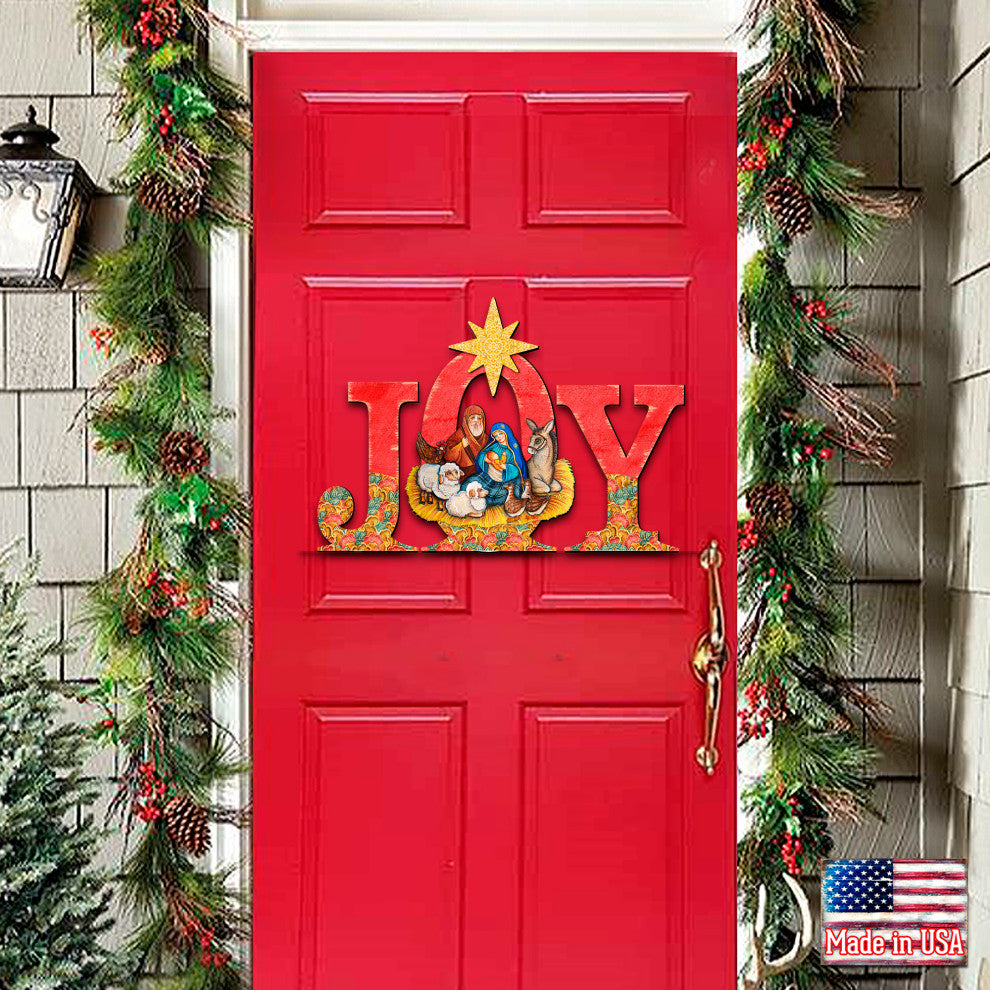 Joy Nativity Wooden Door Hanger