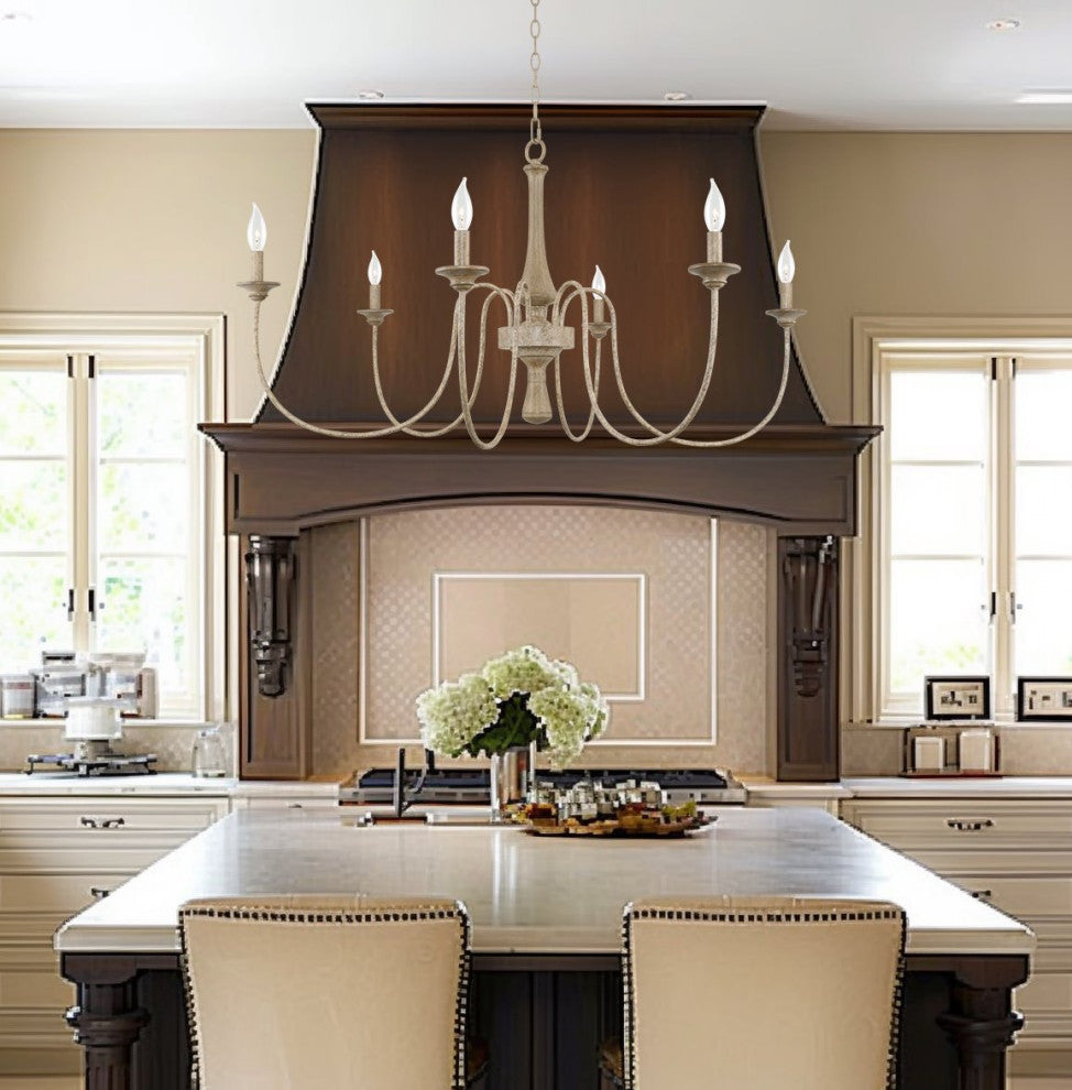 Kira Home Sherbrooke 44" Chandelier, French Country Chandelier, Smoked Cedar