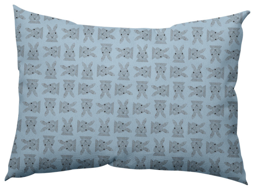 Criss Cross Bunnies Easter Decorative Lumbar Pillow, After Rain Blue, 14x20"